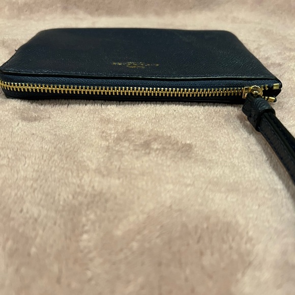Coach Navy Blue Textured Leather Woman’s Wristlet - Picture 3 of 4